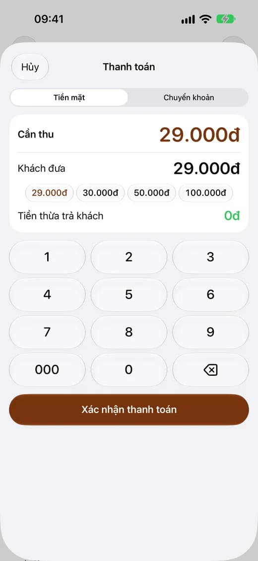 Cà Phê Tý Mập POS on an iPhone